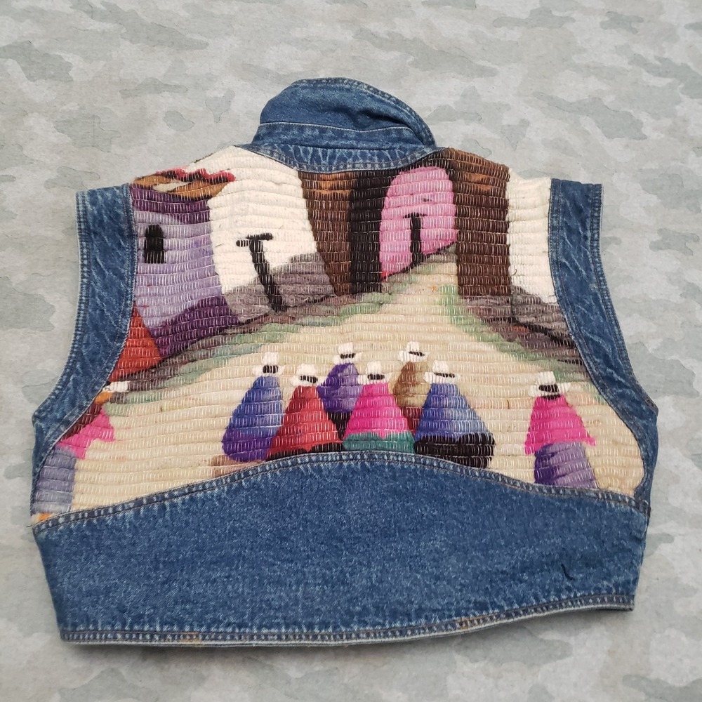 Vintage Robert Comstock Vest Womens 10 Blue Tapestry Denim Sleeveless - Picture 8 of 12